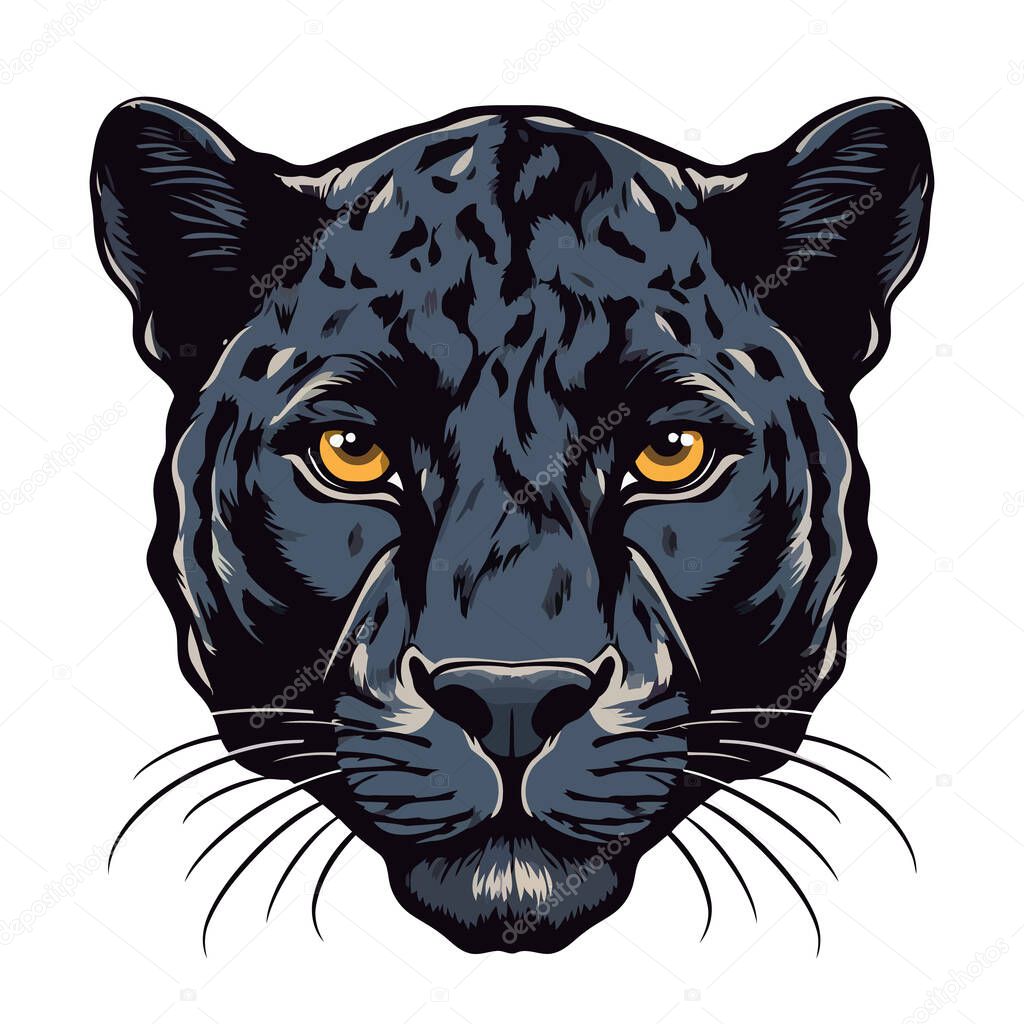Panther head logo design. Abstract drawing panther face. Cute panther face isolated. Vector illustration