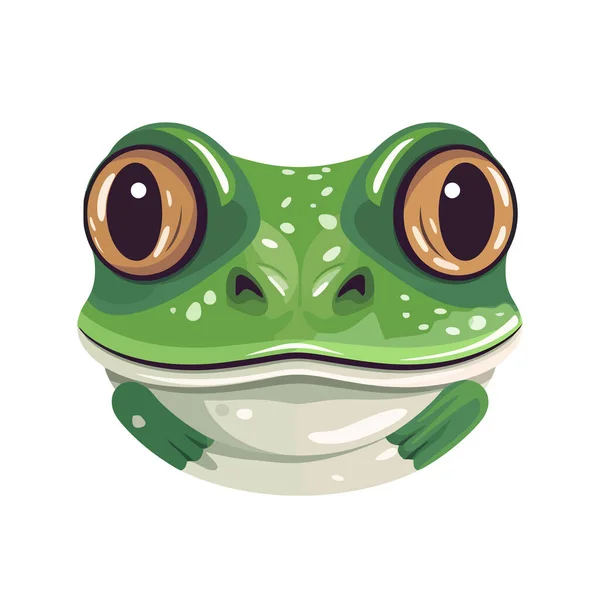 青蛙头标志设计 抽象画青蛙脸 可爱的青蛙脸孤立 矢量说明 — 图库矢量图片