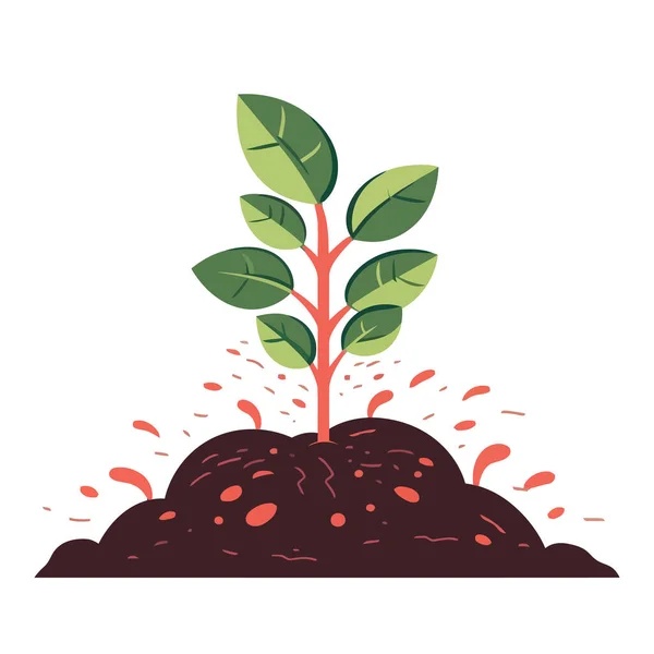 Planta Joven Creciendo Fuera Tierra Planta Que Crece Del Suelo — Archivo Imágenes Vectoriales