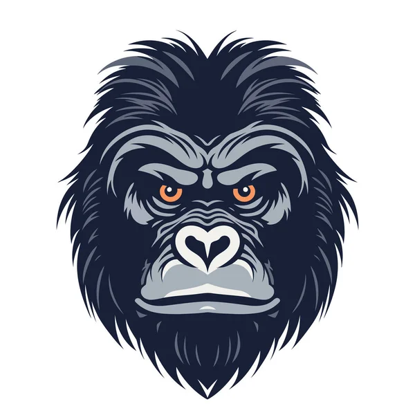Goril Kafası Logosu Tasarımı Soyut Goril Yüzü Çizimi Şirin Goril — Stok Vektör