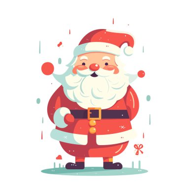 Noel Baba logosu tasarımı. Soyut Noel Baba çizimi. Şirin vektör illüstrasyonu