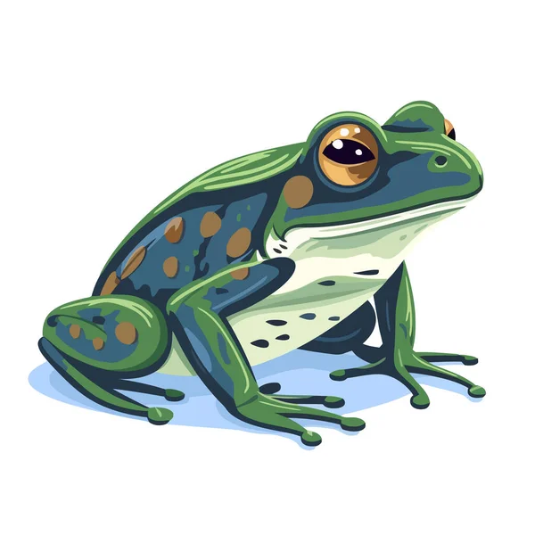 Kurbağa Logosu Tasarımı Soyut Çizim Kurbağası Şirin Kurbağa Izole Edilmiş — Stok Vektör