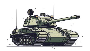 Tank logosu tasarımı. Soyut çizim tankı. Savaş tankı izole edildi. Vektör illüstrasyonu