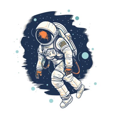 Uzay giysisi giymiş bir astronot. Güzel çizim astronotu. Vektör illüstrasyonu