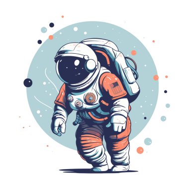 Uzay giysisi giymiş bir astronot. Güzel çizim astronotu. Vektör illüstrasyonu