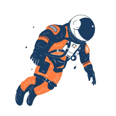 Uzay giysisi giymiş bir astronot. Güzel çizim astronotu. Vektör illüstrasyonu