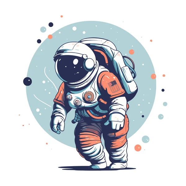 Astronauta Tuta Spaziale Che Scappa Carino Astronauta Che Disegna Illustrazione — Vettoriale Stock