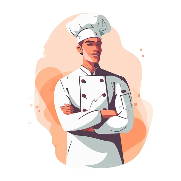 シェフのロゴデザイン 抽象描画シェフ 料理人 パン屋のロゴアイコン かわいいベクトルイラスト — ストックベクタ