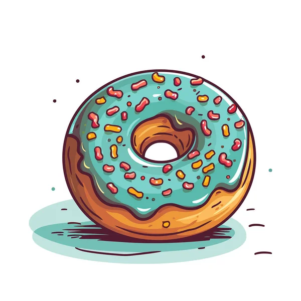 Kleurrijke Donut Geïsoleerd Witte Achtergrond Schattig Beeld Van Donut Vectorillustratie — Stockvector