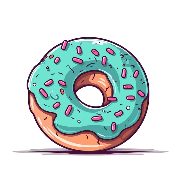 화이트 배경에 다채로운 도넛의 귀여운 이미지 일러스트 — 스톡 벡터