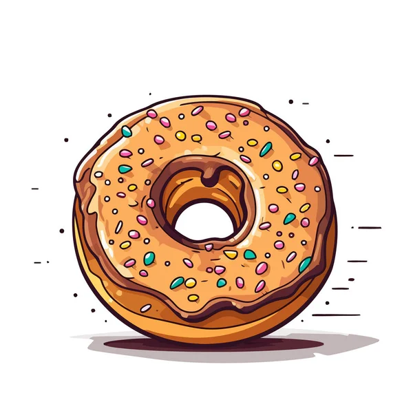 Красочные Пончики Выделены Белом Фоне Симпатичное Изображение Шоколадного Пончика Векторная — стоковый вектор