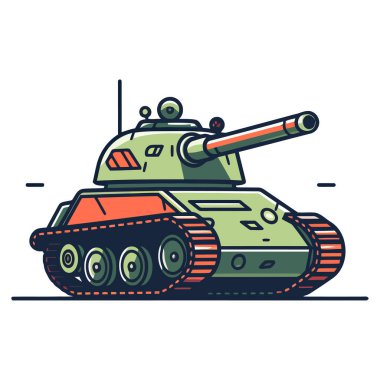 Tank logosu tasarımı. Soyut çizim tankı. Şirin tank izole edilmiş. Vektör illüstrasyonu