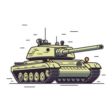Tank logosu tasarımı. Soyut çizim tankı. Savaş tankı izole edildi. Vektör illüstrasyonu