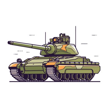 Tank logosu tasarımı. Soyut çizim tankı. Savaş tankı izole edildi. Vektör illüstrasyonu