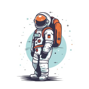 Uzay giysisi giymiş bir astronot. Güzel çizim astronotu. Vektör illüstrasyonu