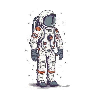Uzay giysisi giymiş bir astronot. Güzel çizim astronotu. Vektör illüstrasyonu