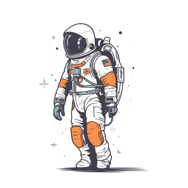 Uzay giysisi giymiş bir astronot. Güzel çizim astronotu. Vektör illüstrasyonu
