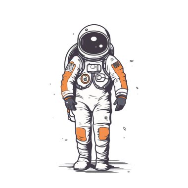Uzay giysisi giymiş bir astronot. Güzel çizim astronotu. Vektör illüstrasyonu