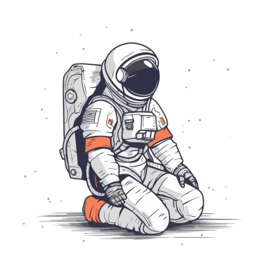 Uzay giysisi giymiş bir astronot. Güzel çizim astronotu. Vektör illüstrasyonu