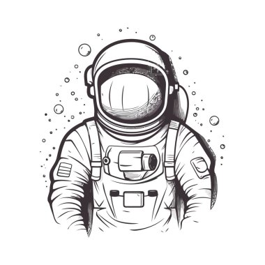 Uzay giysisi giymiş bir astronot. Güzel çizim astronotu. Vektör illüstrasyonu