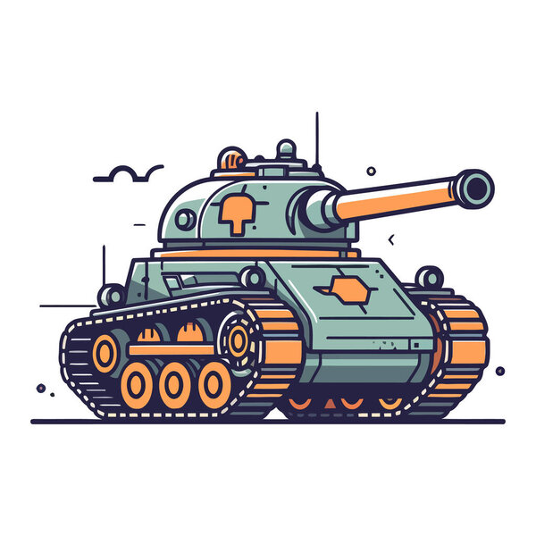 Tank logo design. Abstract drawing tank. Cute tank isolated. Vector illustration