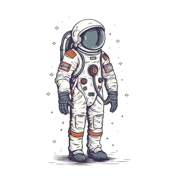 Astronaut Spacesuit Fling Cute Drawing Astronaut Vector Illustration — Stock Vector