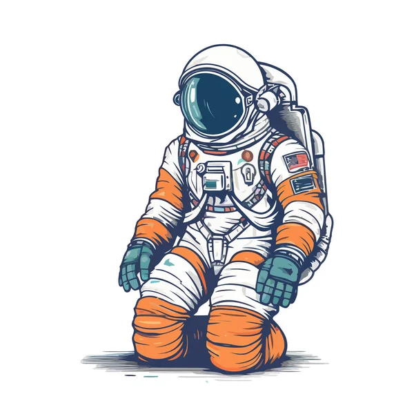 Astronauta Tuta Spaziale Che Scappa Carino Astronauta Che Disegna Illustrazione — Vettoriale Stock