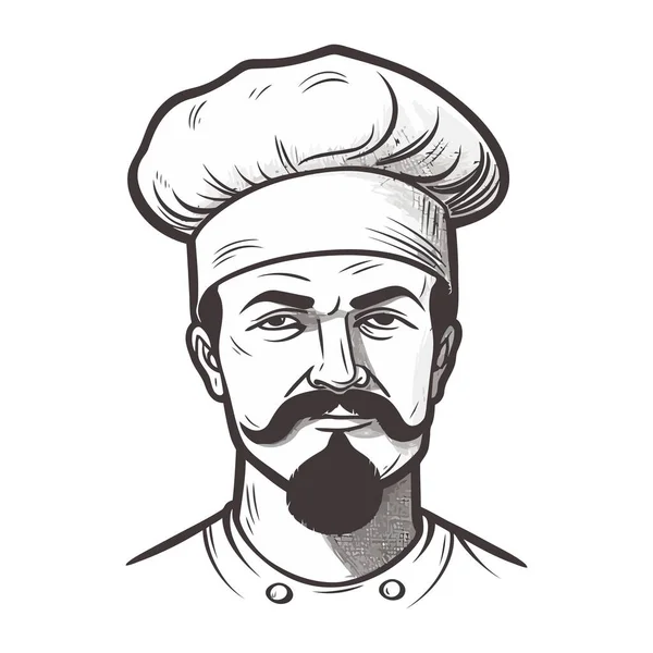 厨师标志设计 摘要素描师 厨师或烘培师标志图标 可爱的矢量图解 — 图库矢量图片