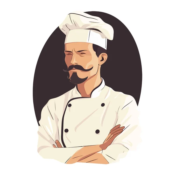 シェフのロゴデザイン 抽象描画シェフ 料理人 パン屋のロゴアイコン かわいいベクトルイラスト — ストックベクタ