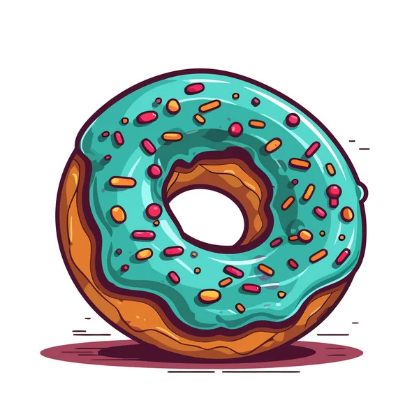 Kleurrijke Donut Geïsoleerd Witte Achtergrond Schattig Beeld Van Donut Vectorillustratie — Stockvector