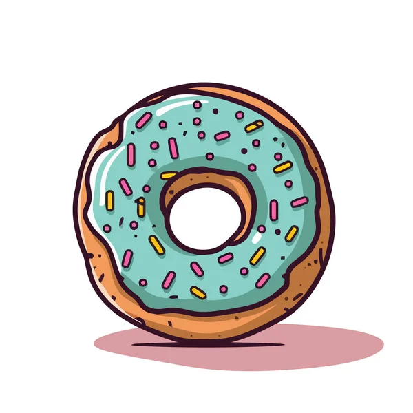 화이트 배경에 다채로운 도넛의 귀여운 이미지 일러스트 — 스톡 벡터