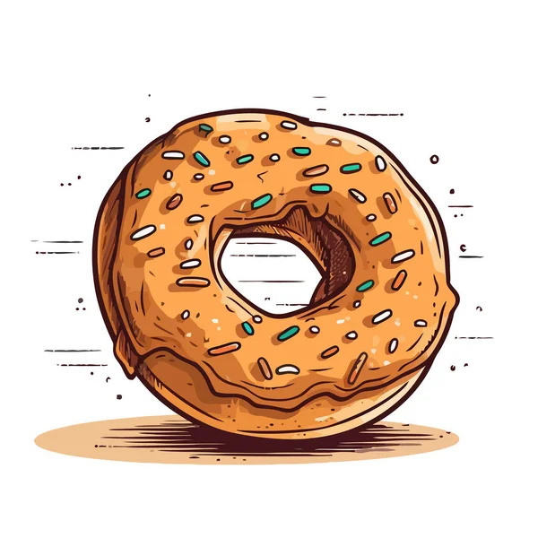 Donut Colorido Isolado Fundo Branco Bonita Imagem Donut Chocolate Ilustração — Vetor de Stock