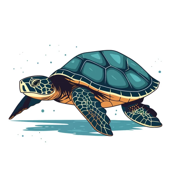 Sköldpaddsbild Abstrakt Dragsköldpadda Söt Sköldpadda Isolerad Vektorillustration — Stock vektor