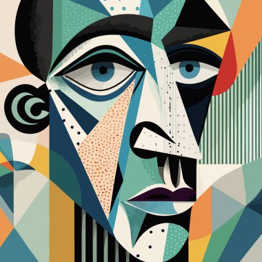 Kübizm tarzında bir erkek portresi. Picasso tarzında soyut kübizm portresi. Vektör illüstrasyonu.