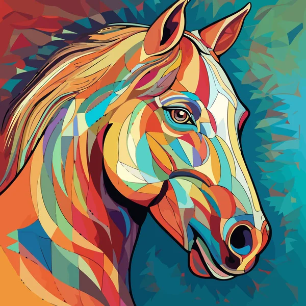 立体派风格的马画 毕加索风格的马的抽象画 矢量说明 — 图库矢量图片