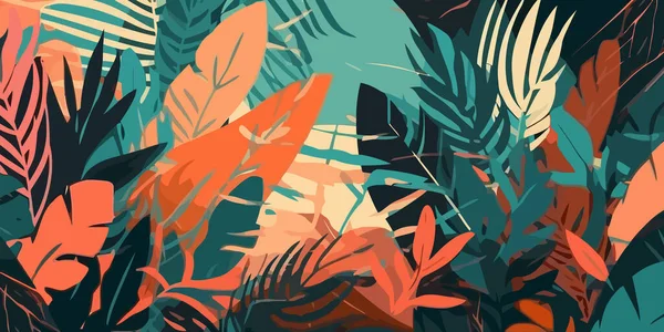 Творческий Фон Тропических Листьев Растения Джунглей Тропический Фон Векторная Иллюстрация — стоковый вектор