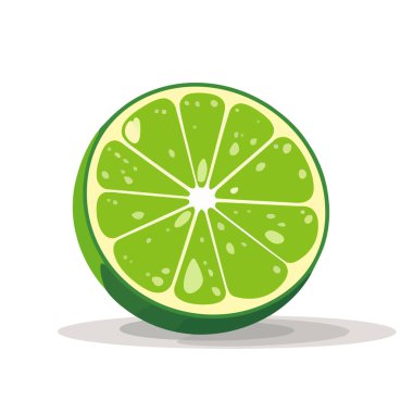 Yeşil limon. Limon görüntüsü izole. Düz dizaynlı dilimlenmiş limon. Vektör illüstrasyonu