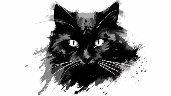 Akvarel Kreslí Kočku Abstraktní Obraz Roztomilé Černé Kočky Vektorová Ilustrace — Stockový vektor