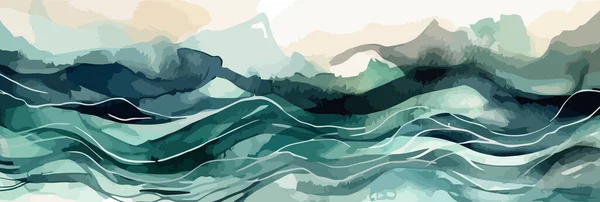 美しい水彩の背景 抽象的なターコイズ水彩画 ベクトルイラスト — ストックベクタ
