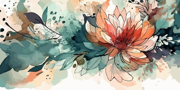 Beautiful tropical background. Creative watercolor flowers. Jungle plants. Vector illustration.