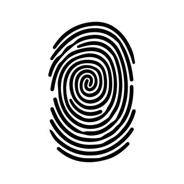 Parmak izi ikonu. Siyah parmak izi. Parmak izi tanıma kavramı. Vektör illüstrasyonu