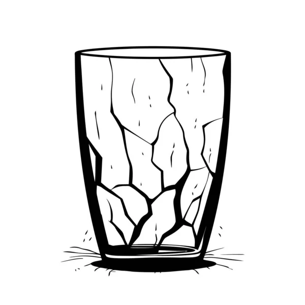 Ceașcă Sticlă Spartă Pentru Băuturi Pictograma Cupe Crăpate Fundal Alb — Vector de stoc