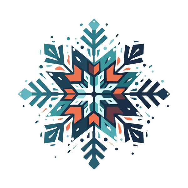Snowflake Icon Abstract Multicolored Snowflake White Background Vector Illustration — Stock Vector