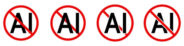 Aiサインなし 禁止する ツール アイコンセット Aiツールを使用しないでください ベクトルイラスト — ストックベクタ