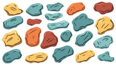 Farklı taşların görüntüsü. Tasarımın için izole taşlardan oluşan bir set. Vektör illüstrasyonu.