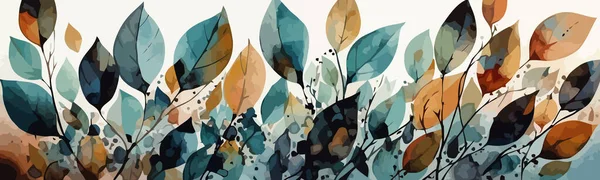Watercolor leaves background. Creative tropical plants background. Jungle plants. Vector illustration.