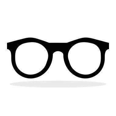 Siyah gözlük simgesi. Siyah güneş gözlüğü silueti izole edildi. Vektör illüstrasyonu.