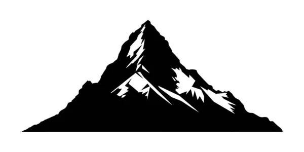 マウンテンアイコン 山の黒いシルエット ベクトルイラスト 観光コンセプトのロゴデザイン — ストックベクタ