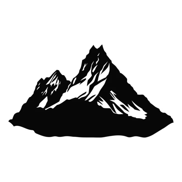 Ikon Gunung Siluet Hitam Pegunungan Vektor Ilustrasi Desain Logo Konsep - Stok Vektor