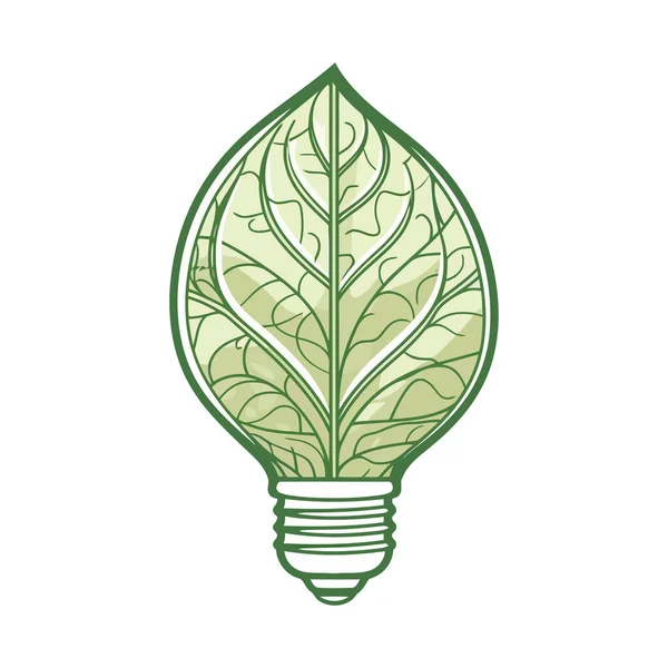 Image Lampe Ampoule Environnementale Avec Feuille Concept Énergie Verte Symbole — Image vectorielle